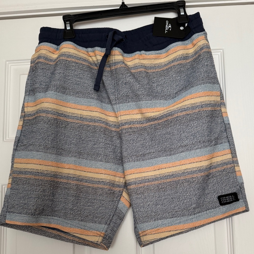 O'Neill Blue and Tan Striped Board Shorts